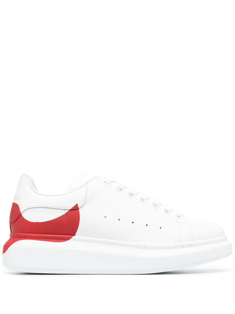 Buy Alexander McQueen Woman White Oversize Sneakers With Red Print On The Heel online, shop Alexander McQueen shoes with free shipping