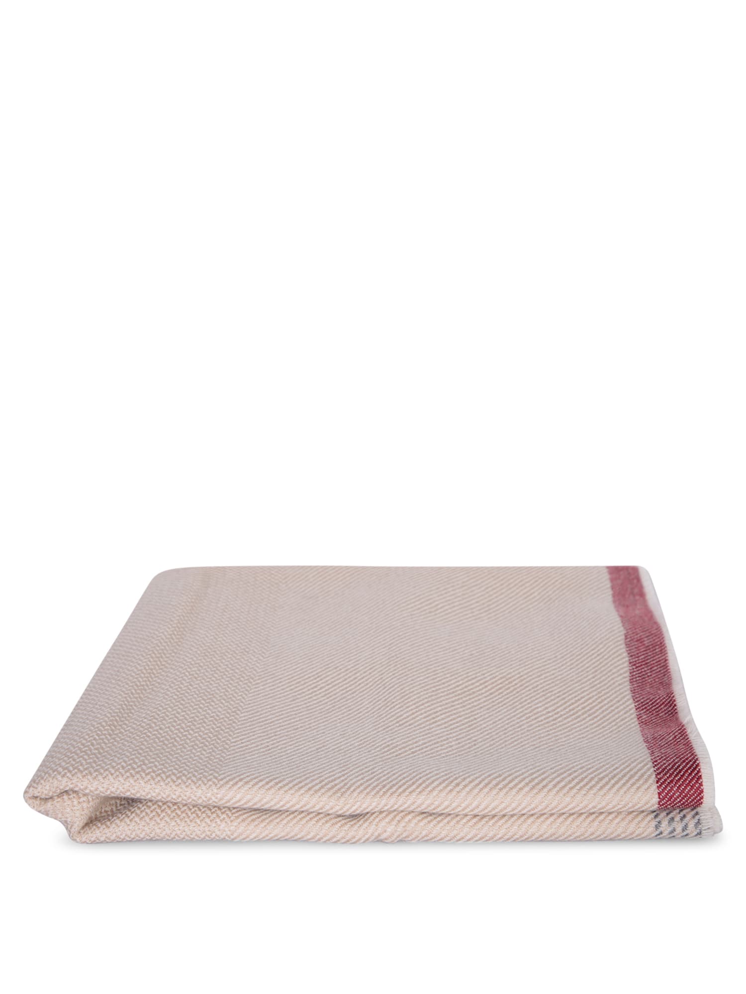 Shop Brunello Cucinelli Beige And Red Cashmere Perfilo Scarf In Grey