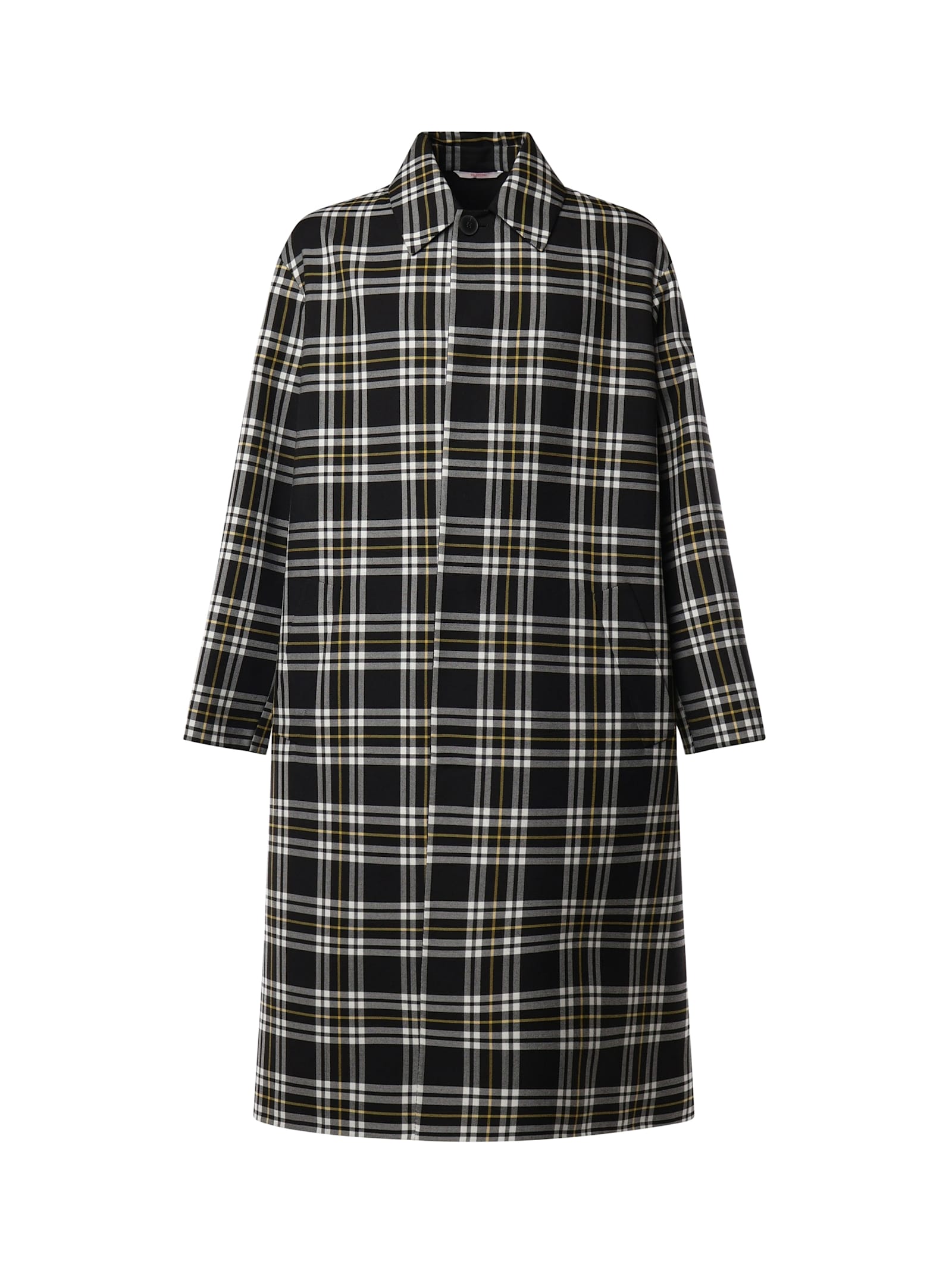 Check Print Wool Coat