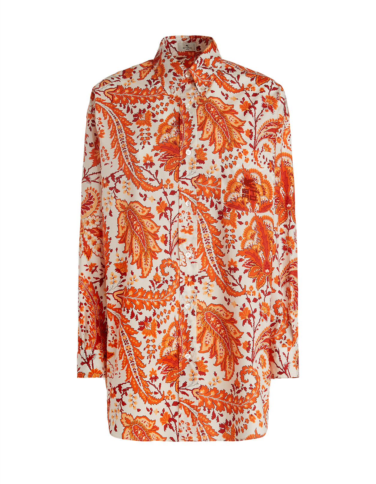 Etro Woman Over Shirt In Cotton With Red Ramage Floral Paisley Print