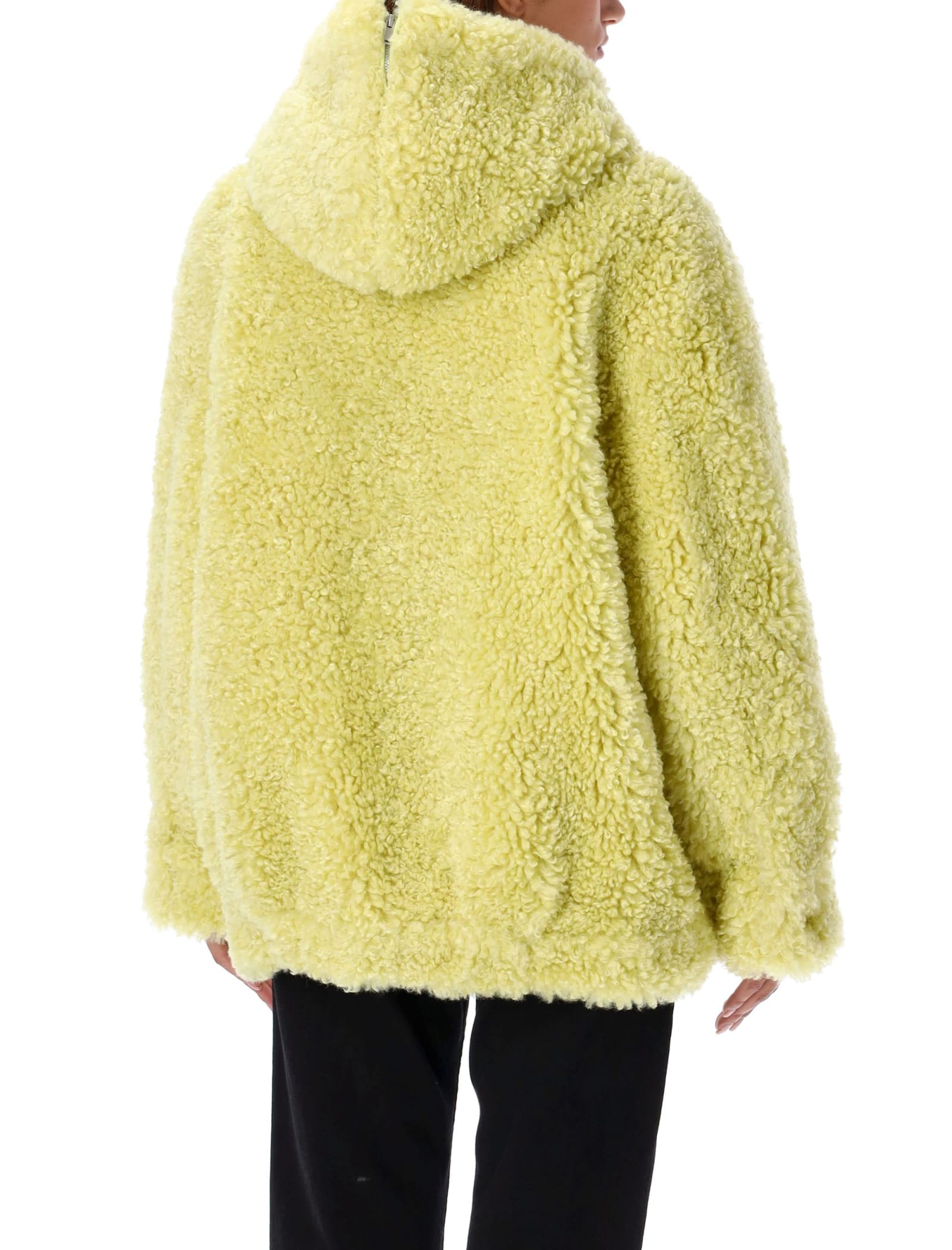 Shop Urbancode Hooded Eco Fur Jacket In Zest