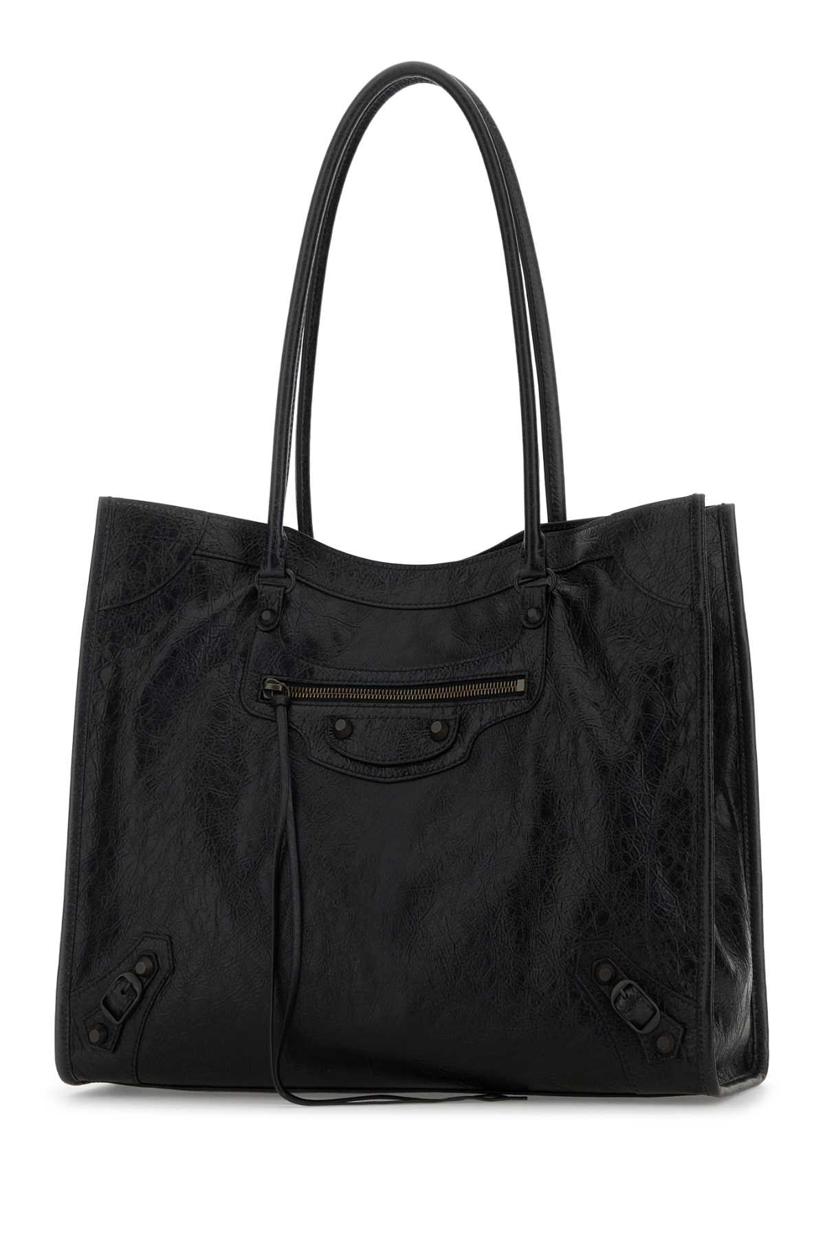 Balenciaga Black Leather Medium Le City Shopping Bag In Black