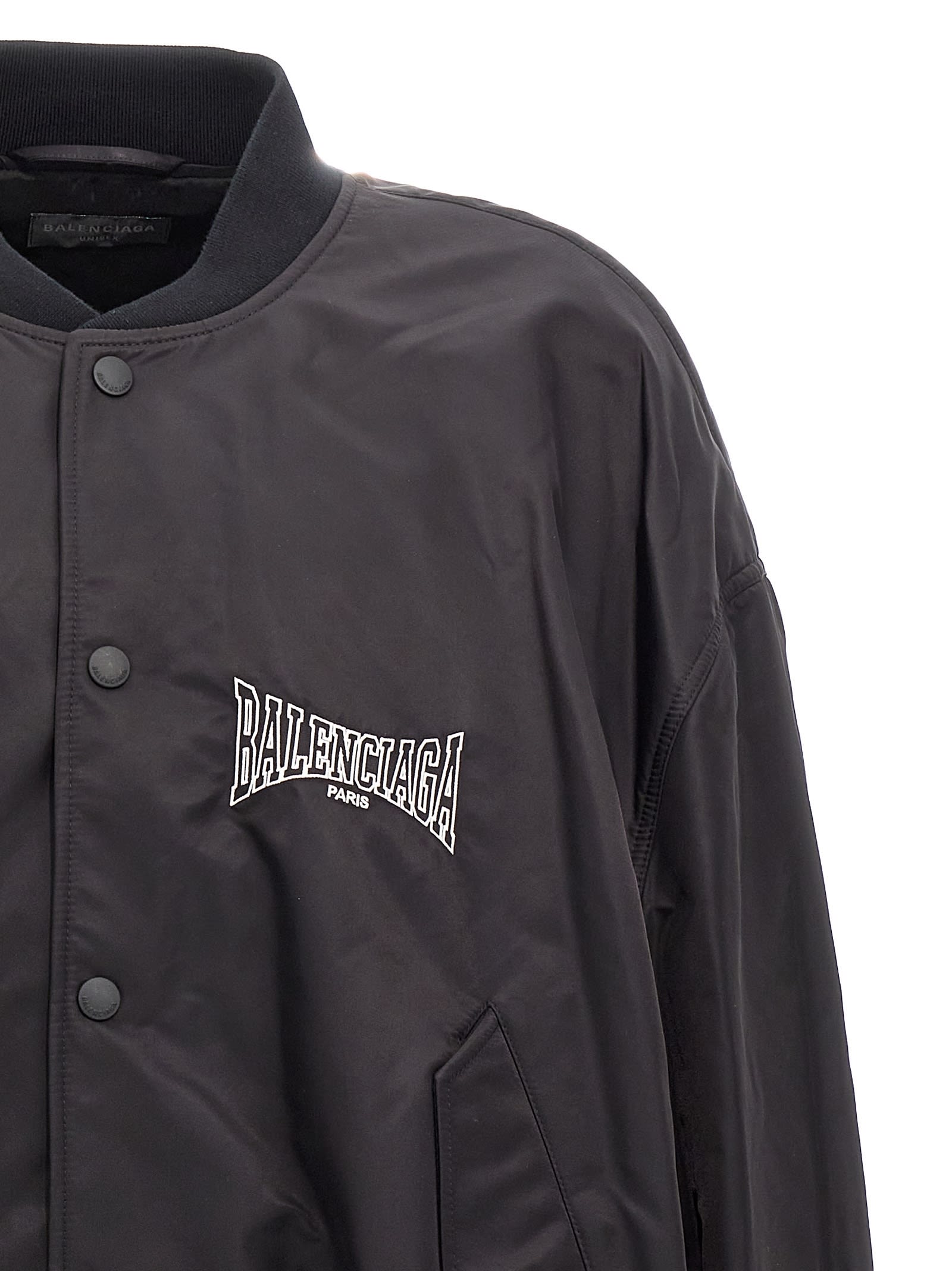 Shop Balenciaga Varsity  Boxing Bomber Jacket In Black