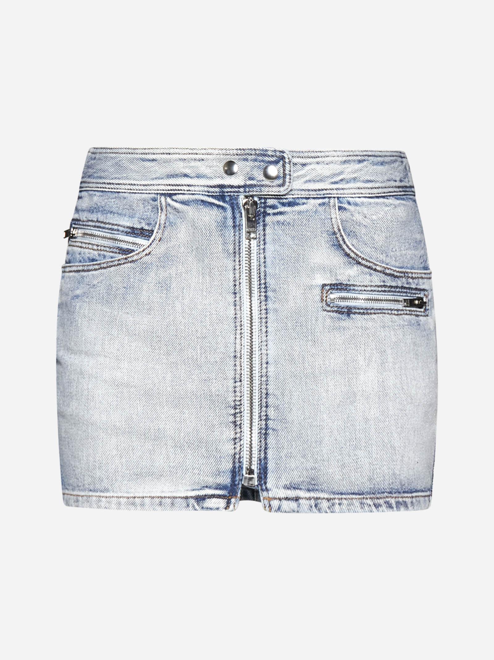 Shop Isabel Marant Caly Denim Miniskirt In Lu Light Blue
