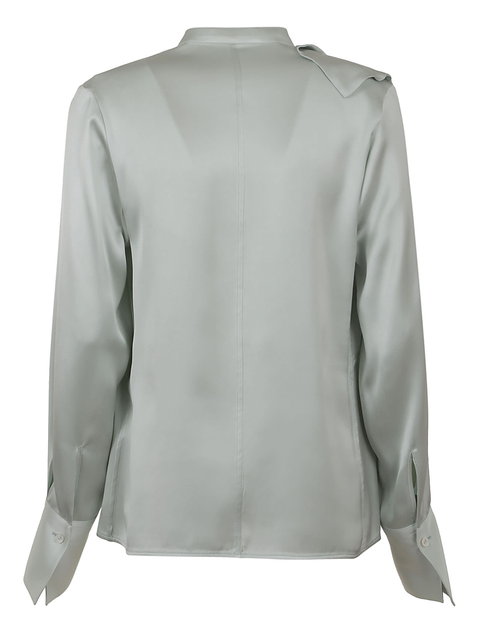 Shop Jil Sander Fitted Blouse With Stand Collar, Draped Front.