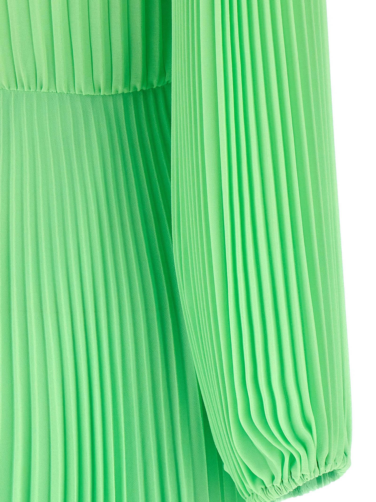 Shop Twinset Pleated Dress In Green