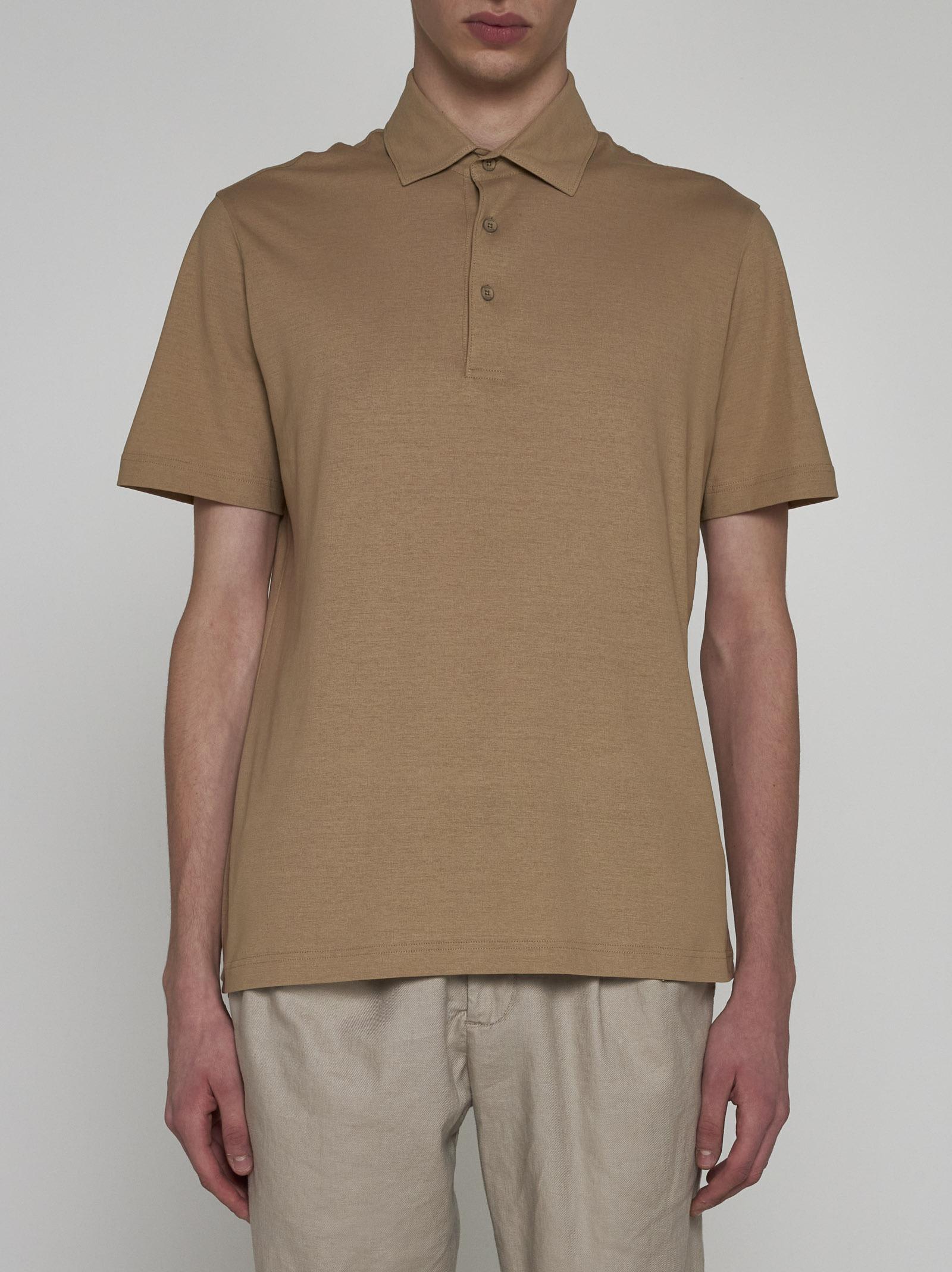 Shop Herno Cotton Polo Shirt In Sabbia