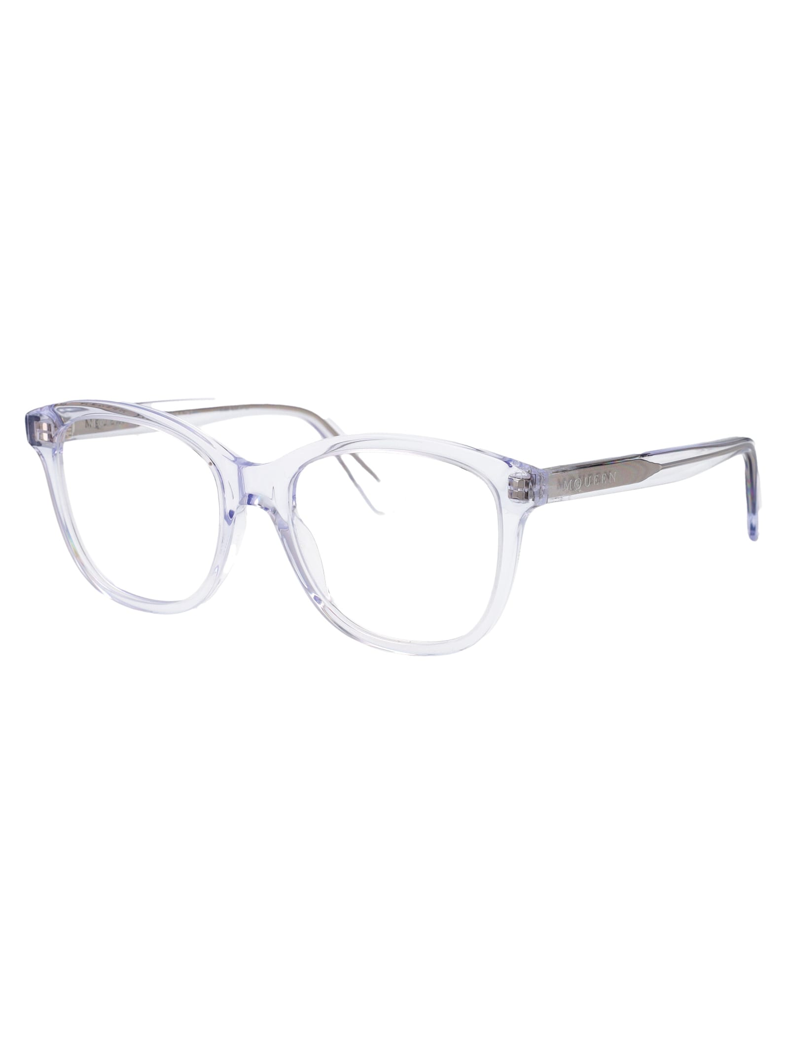 Alexander Mcqueen Wayfarer-frame Glasses In Crystal-crystal-transparent