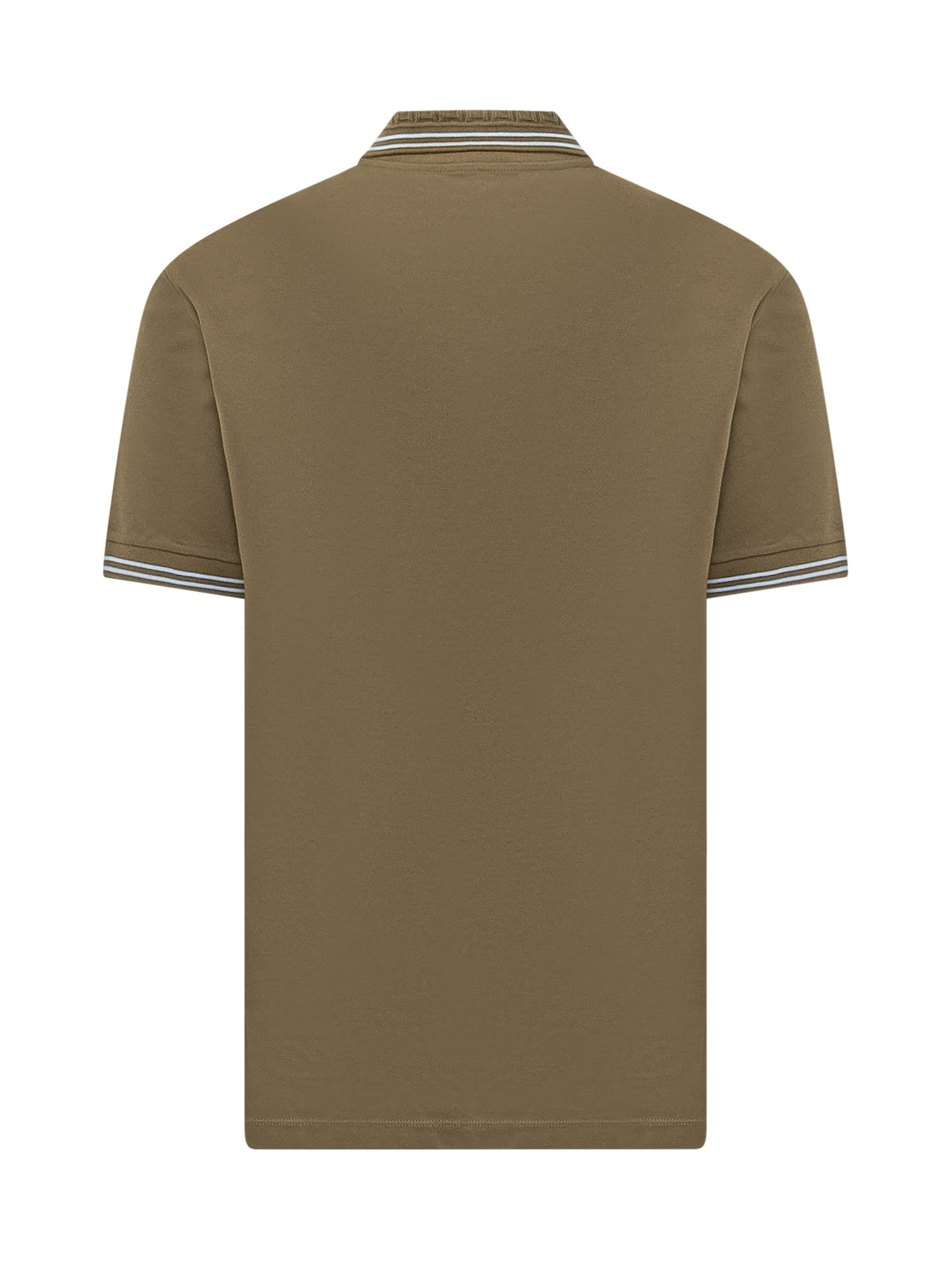 Shop Versace Polo Piquet In Dark Olive