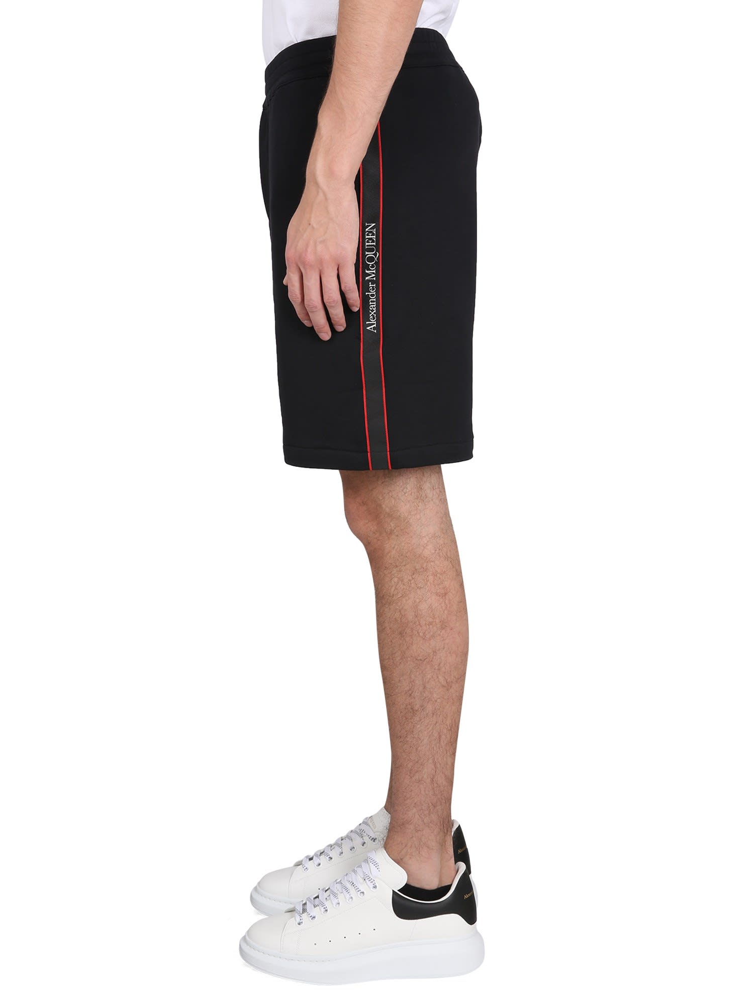 Alexander Mcqueen Men Black Wool Blend Bermuda Shorts In Black
