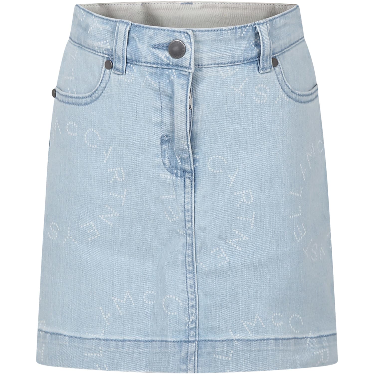 Shop Stella Mccartney Denim Skirt For Girl With Logo In Blue