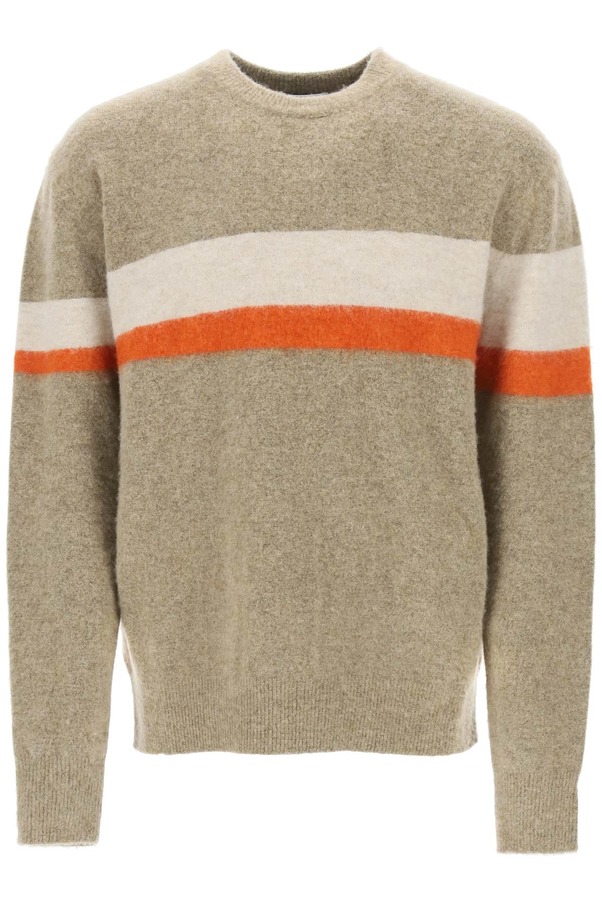 Silted Wool Blend Sweater With Striped Graphics