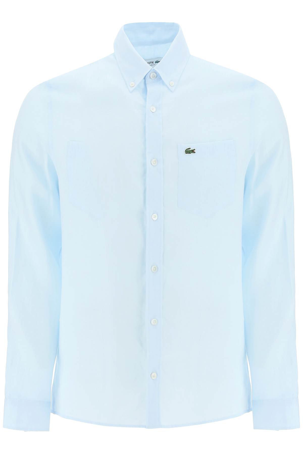 Shop Lacoste Light Linen Shirt In Azzurro Chiaro (light Blue)