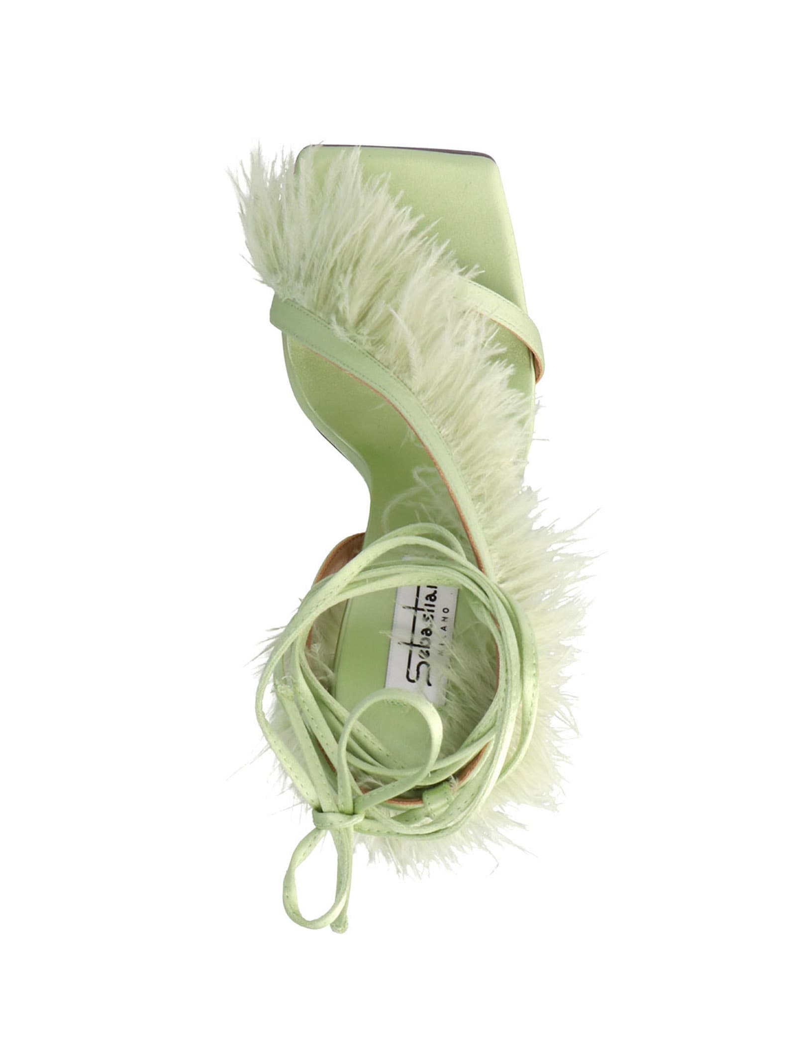 Shop Sebastian Milano Feather Wrap Sandals In Green