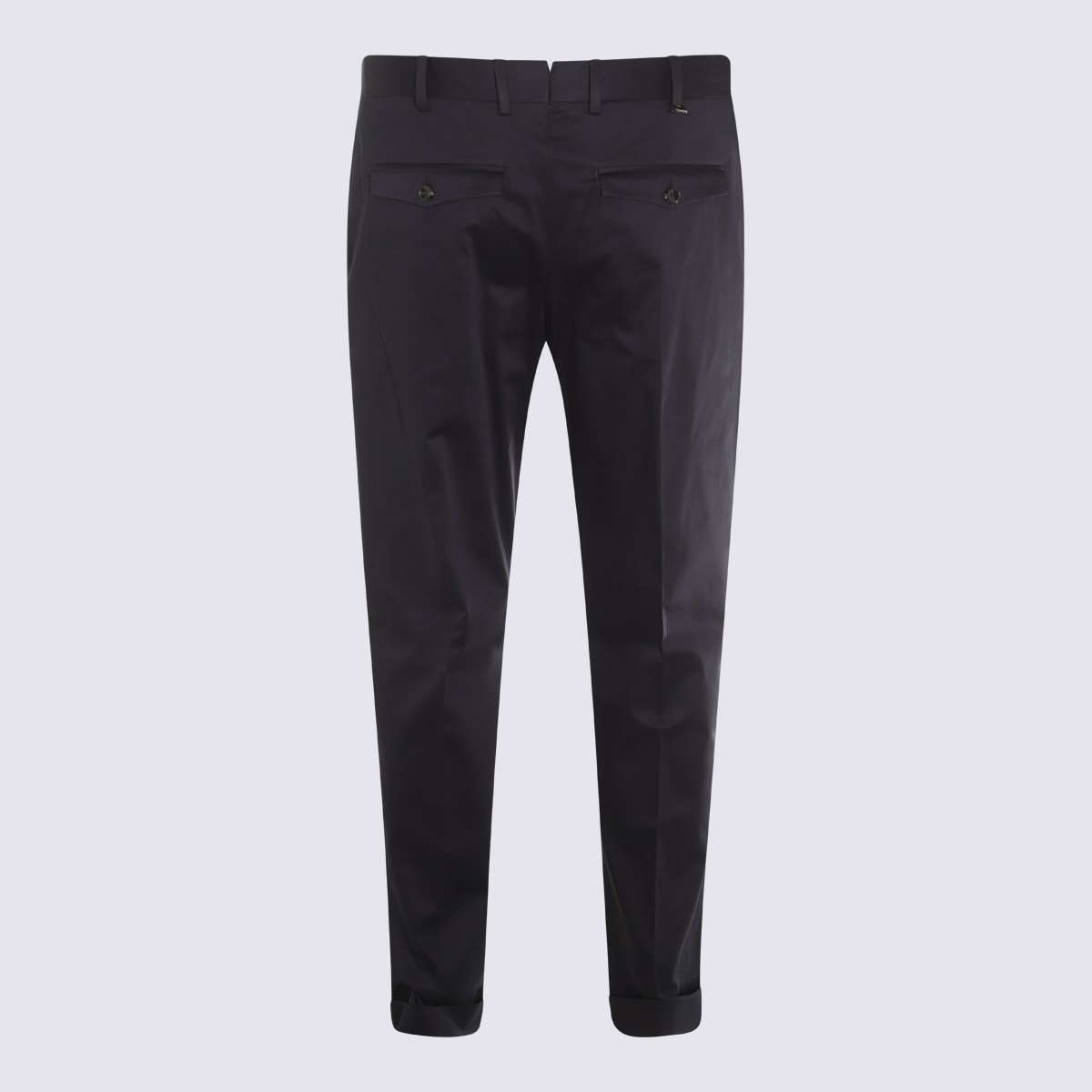 Pt Torino Naavy Blue Cotton Pants In Black