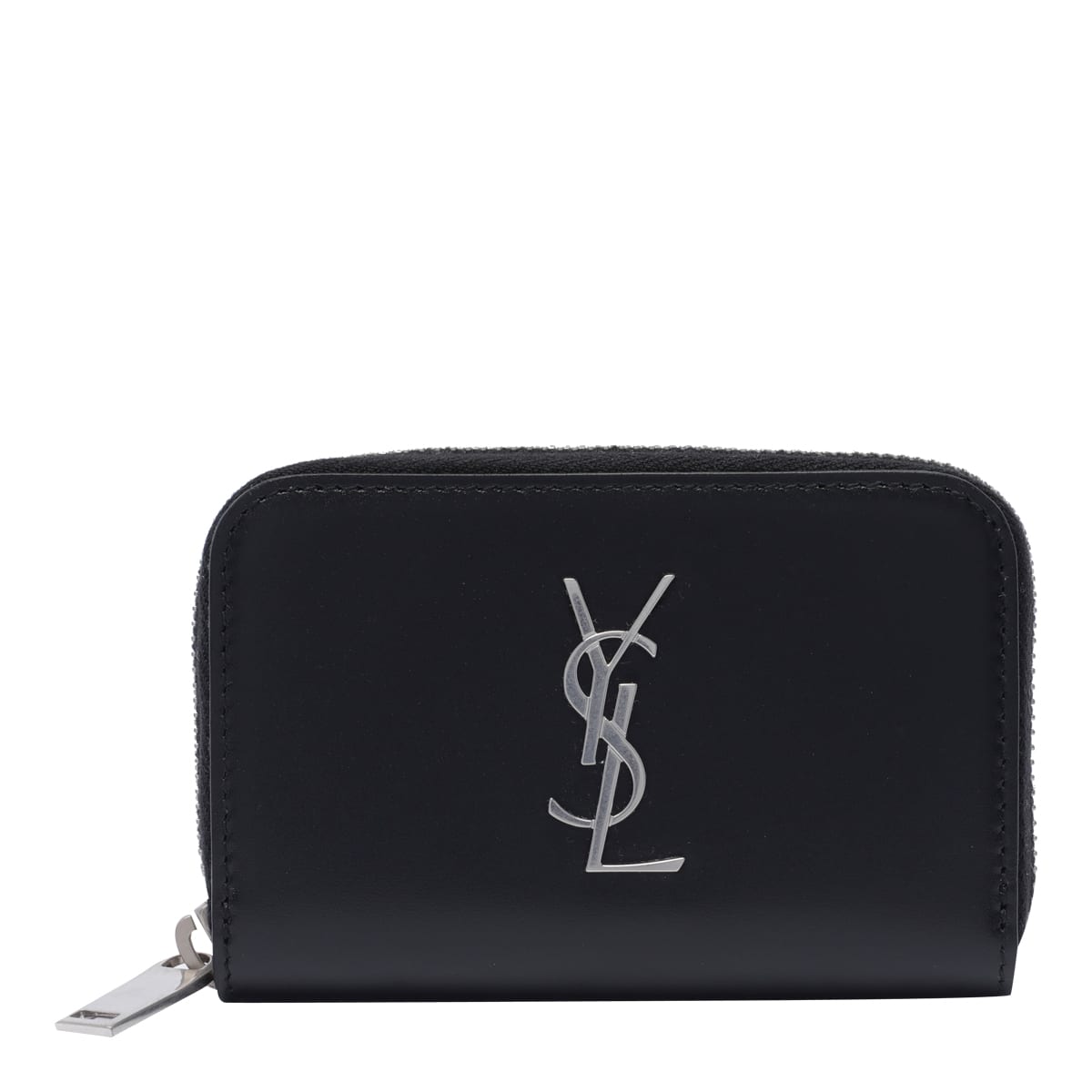 Shop Saint Laurent Cassandre Zip Wallet In Black