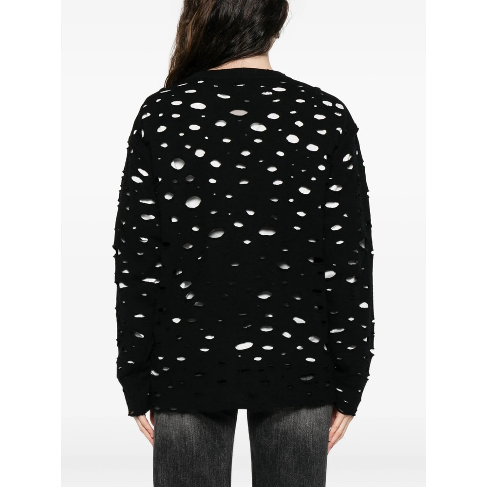 R13 Distressed Button-up Cardigan In Black