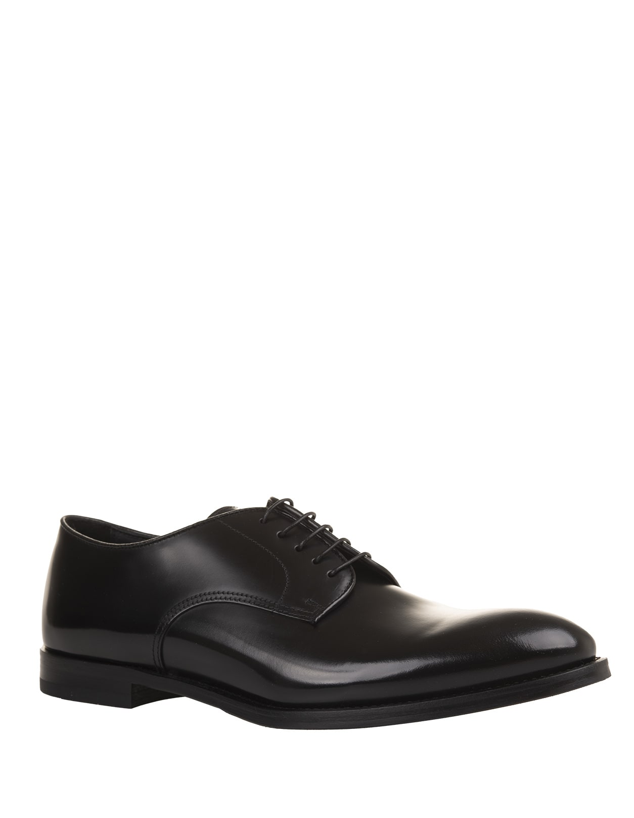 Shop Doucal's Black Leather Oxford Laced Shoes