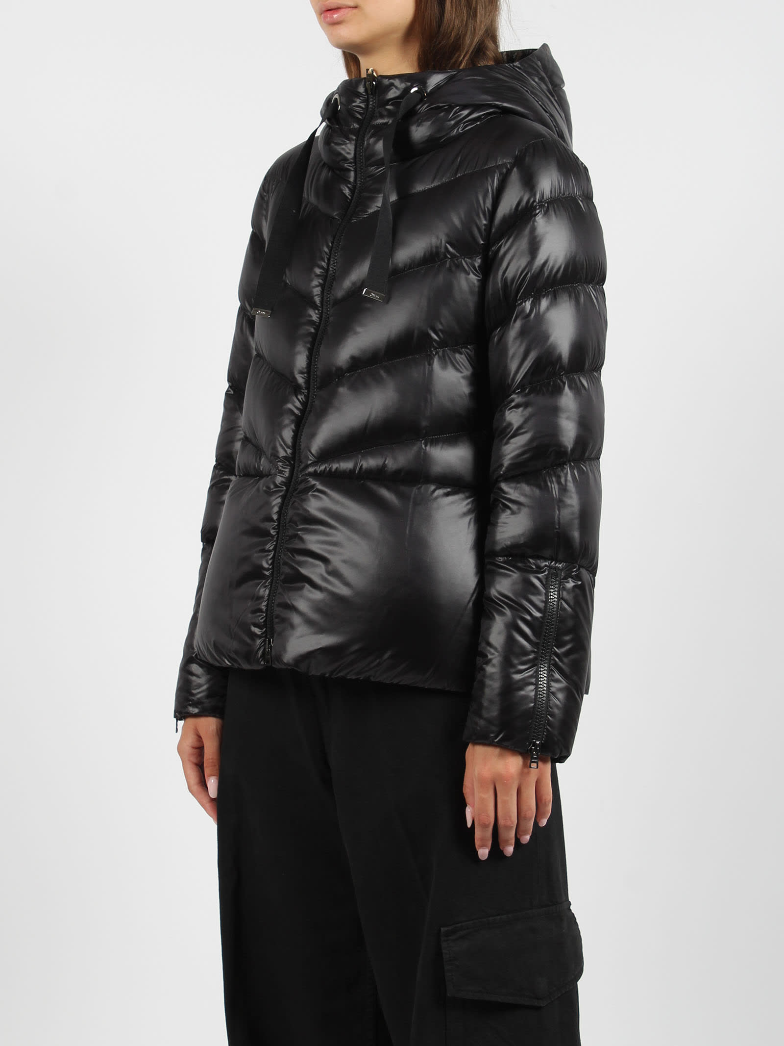 Shop Herno Nylon Short Down Jacket In Black