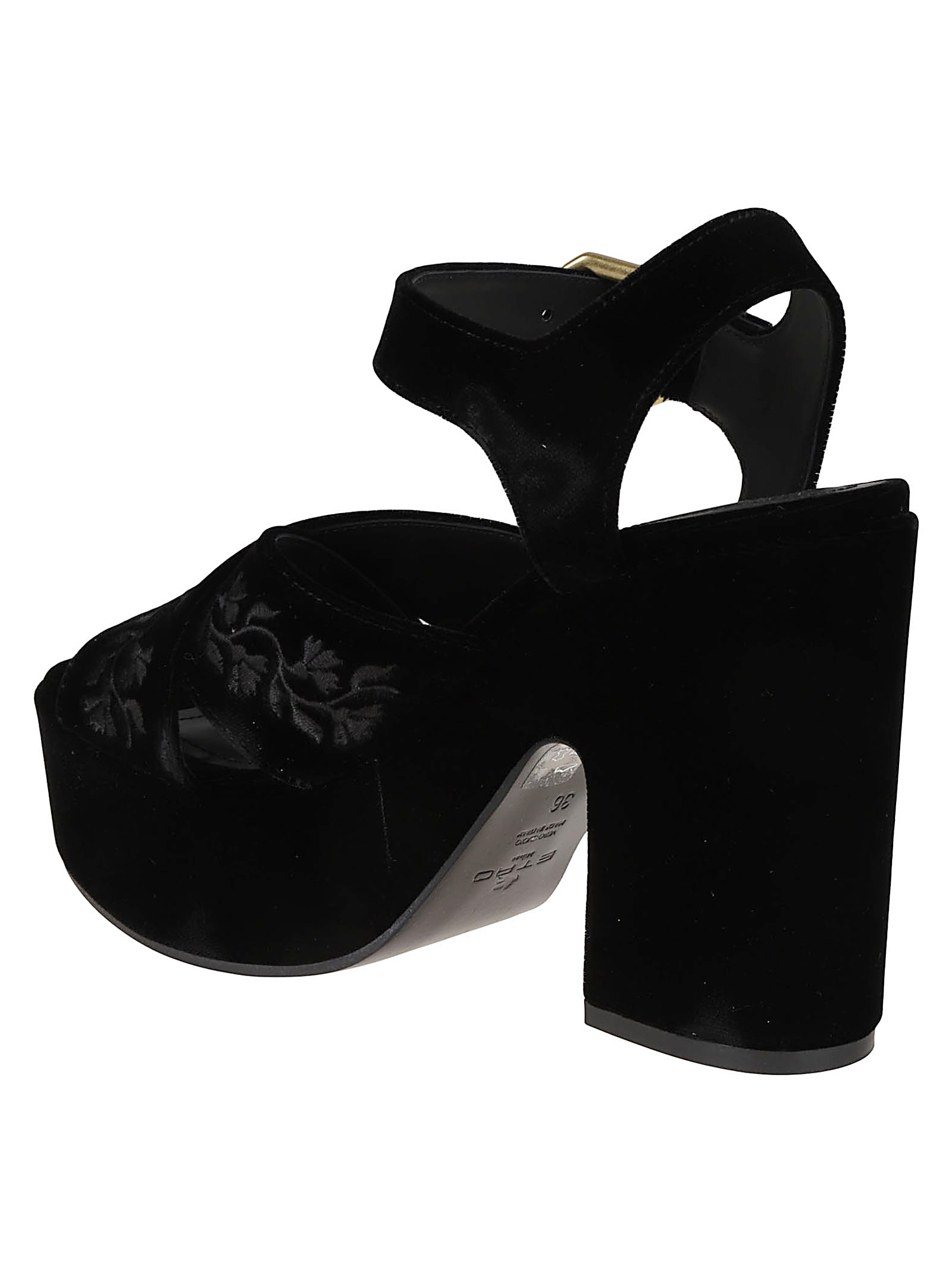 Etro Velvet Platform Sandals With Embroidery In Black