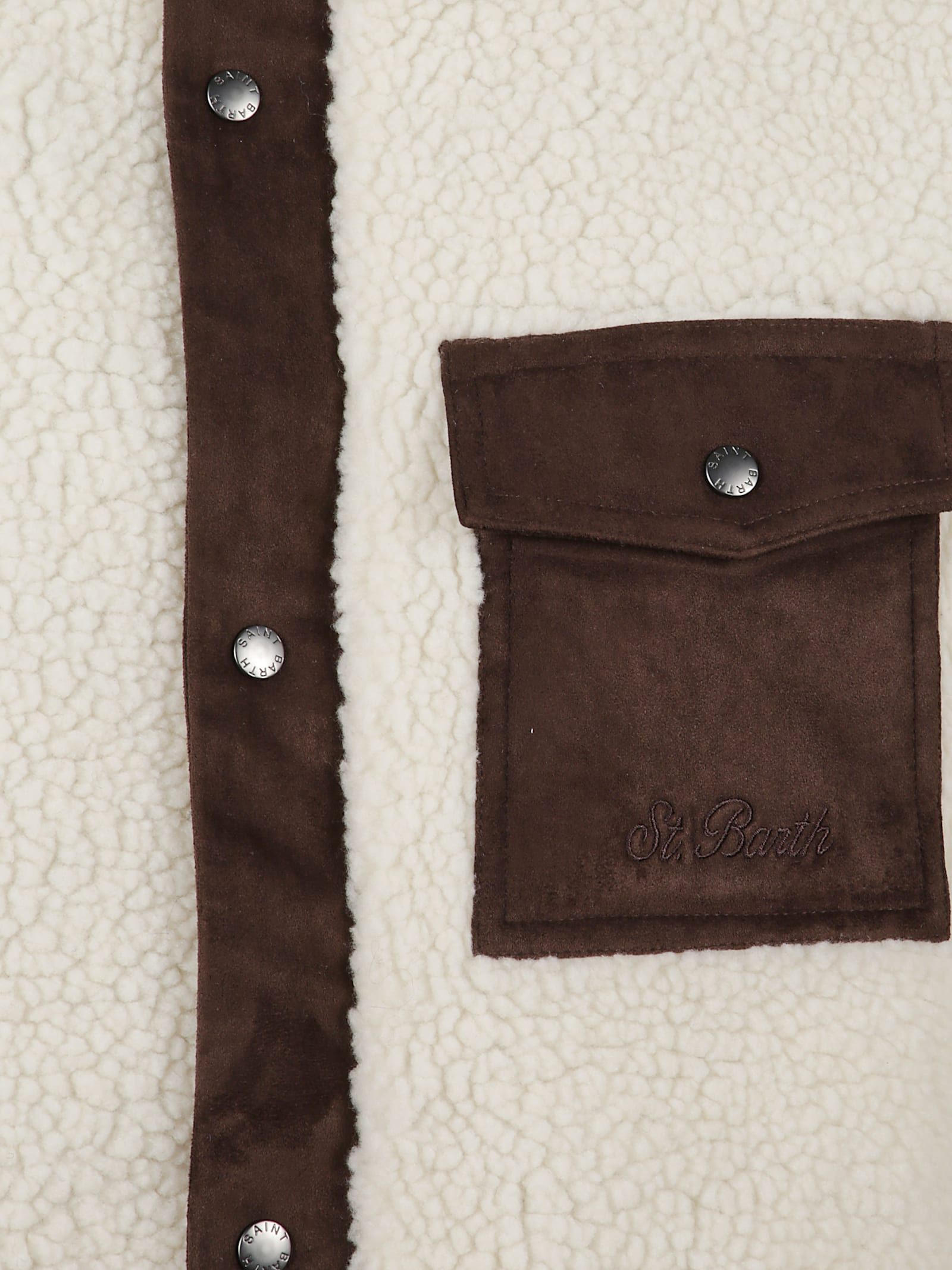 Mc2 Saint Barth High Collar Jacket Contrast Trim In White