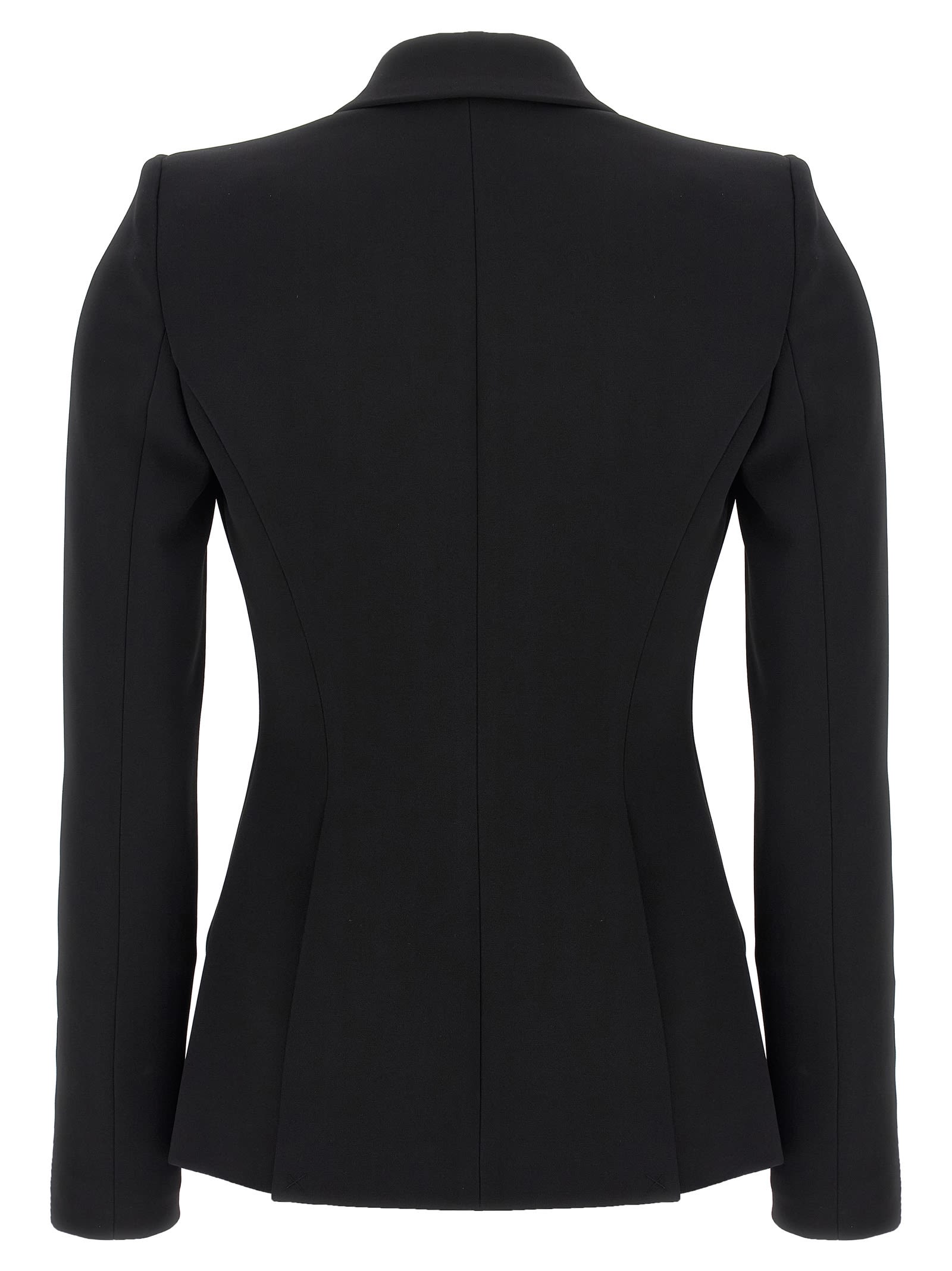 Elisabetta Franchi Tailored Blazer With Satin Lapel In Black