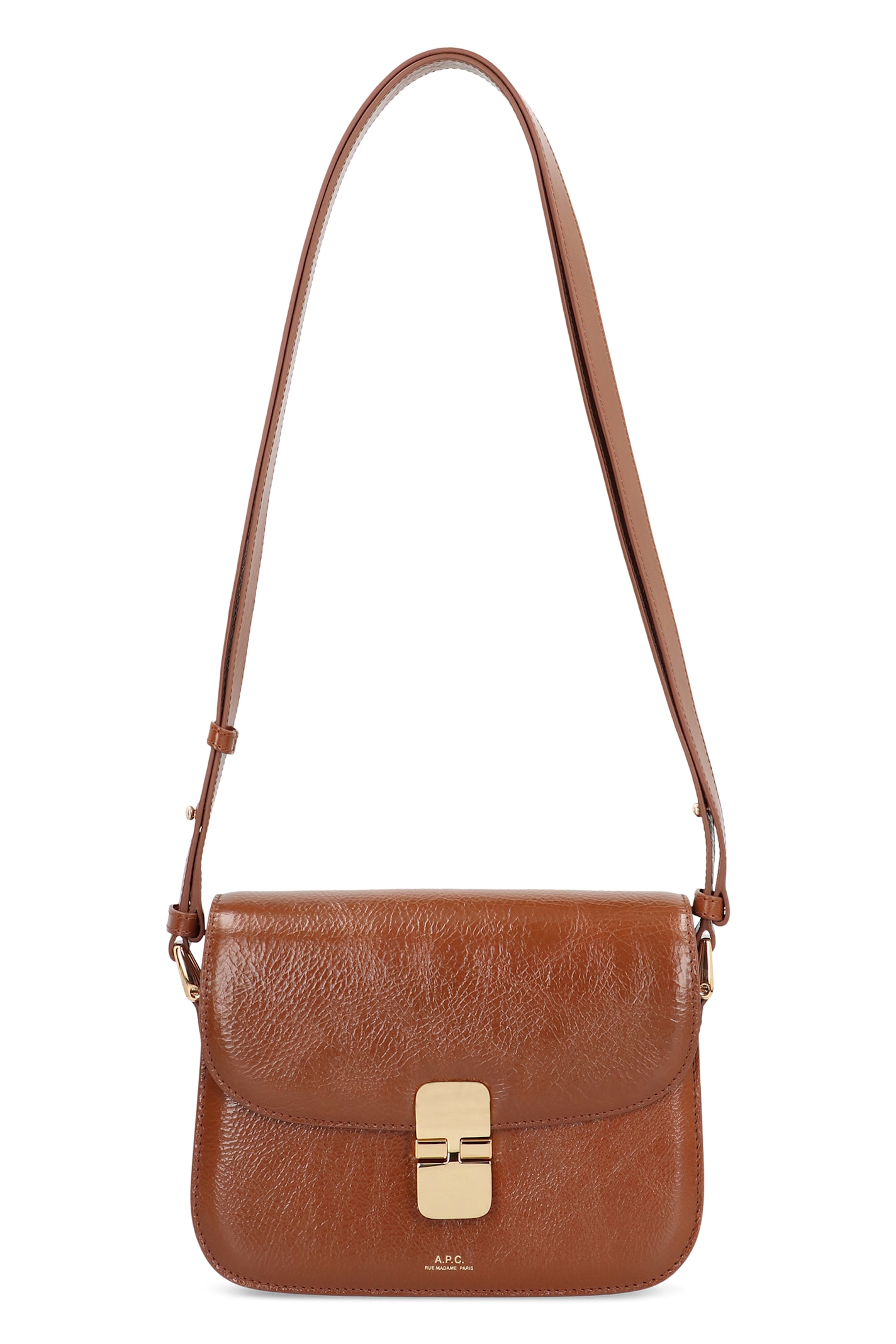 Apc A.p.c. Grace Small Foldover Top Crossbody Bag In Brown
