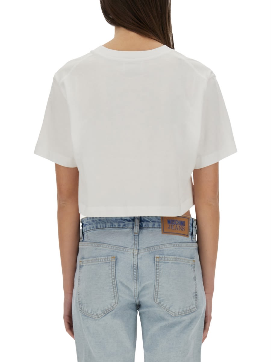 Moschino Playful Ice-cream Print Cropped T-shirt In White