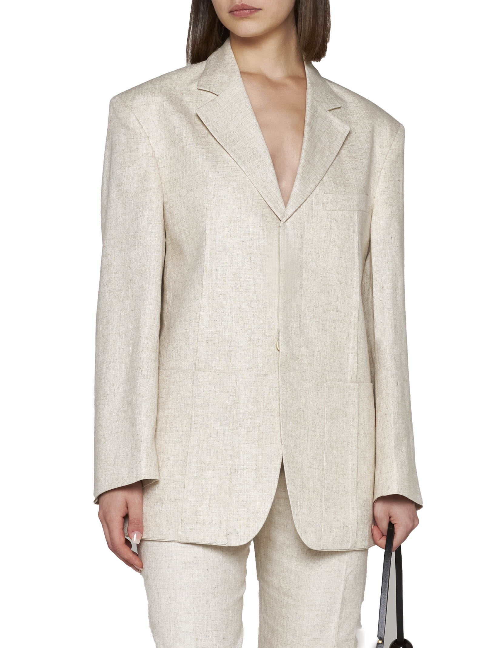 Jacquemus La Veste Tibau Linen-blend Blazer In Light Beige