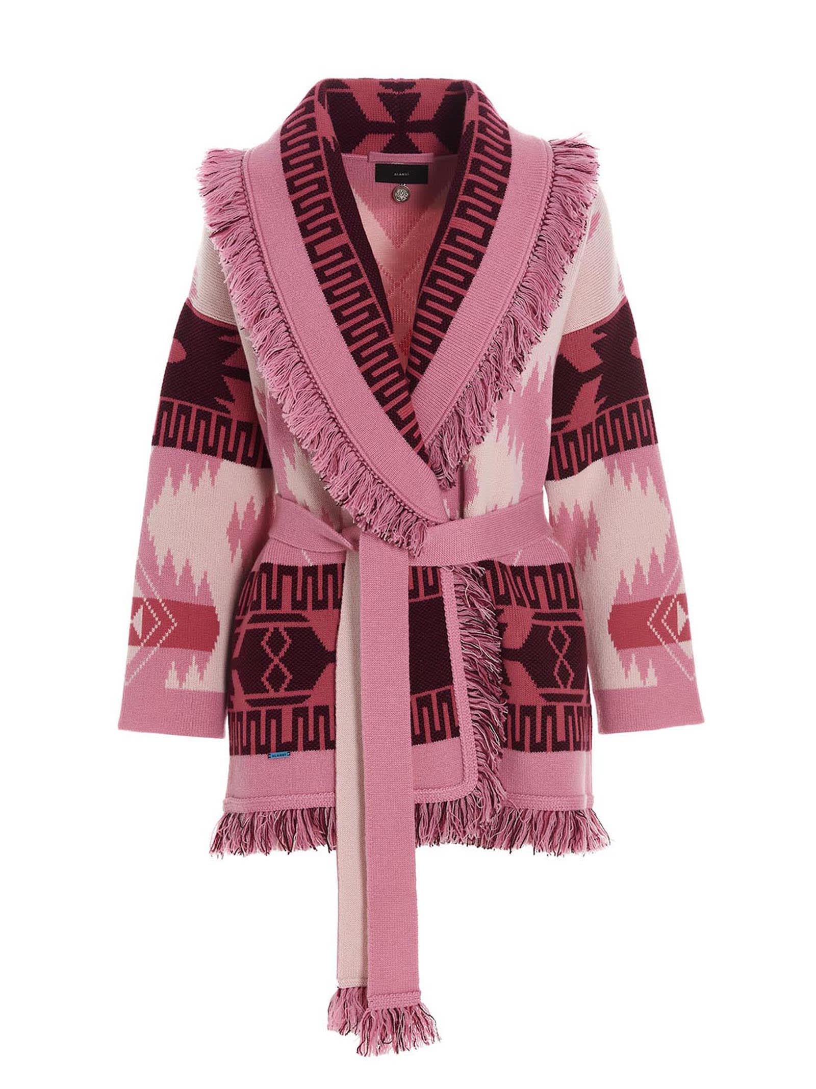Alanui Icon Jacquard Cashmere Cardigan In Pink