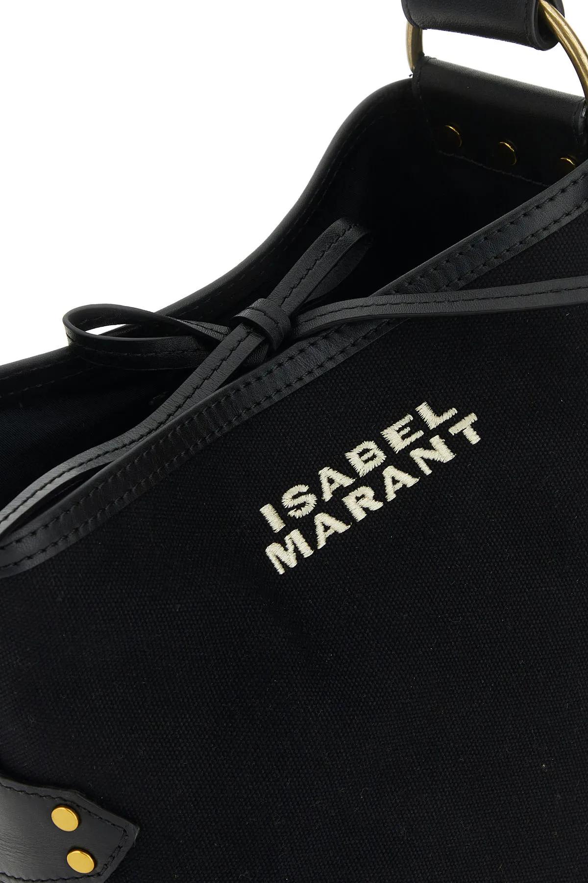 Shop Isabel Marant Black Canvas Samara Shoulder Bag