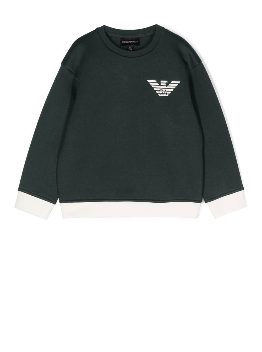 Emporio Armani Green Modal Sweatshirt With Logo Boy Kids