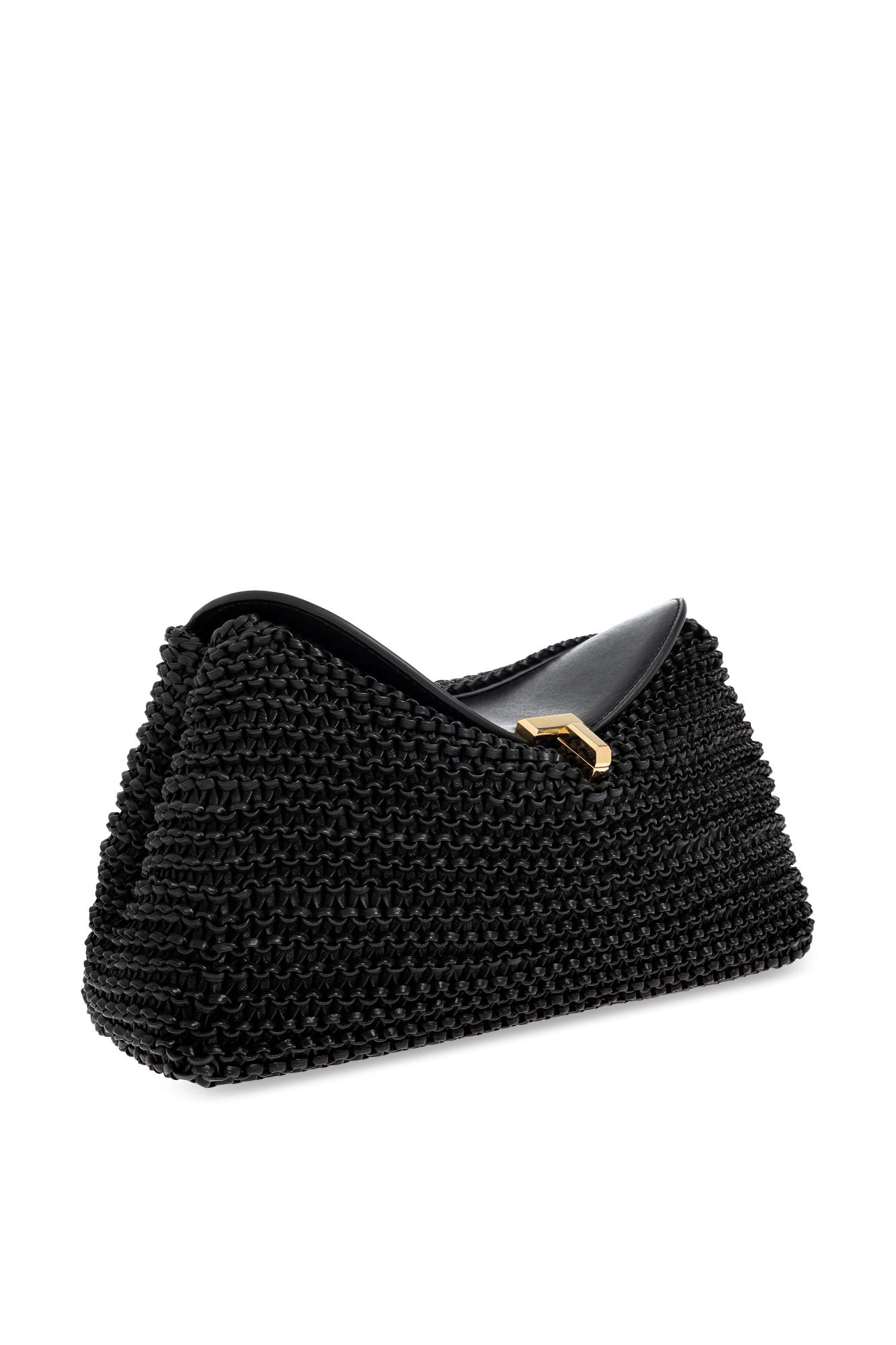 Totême Woven Leather T-lock Clutch Bag