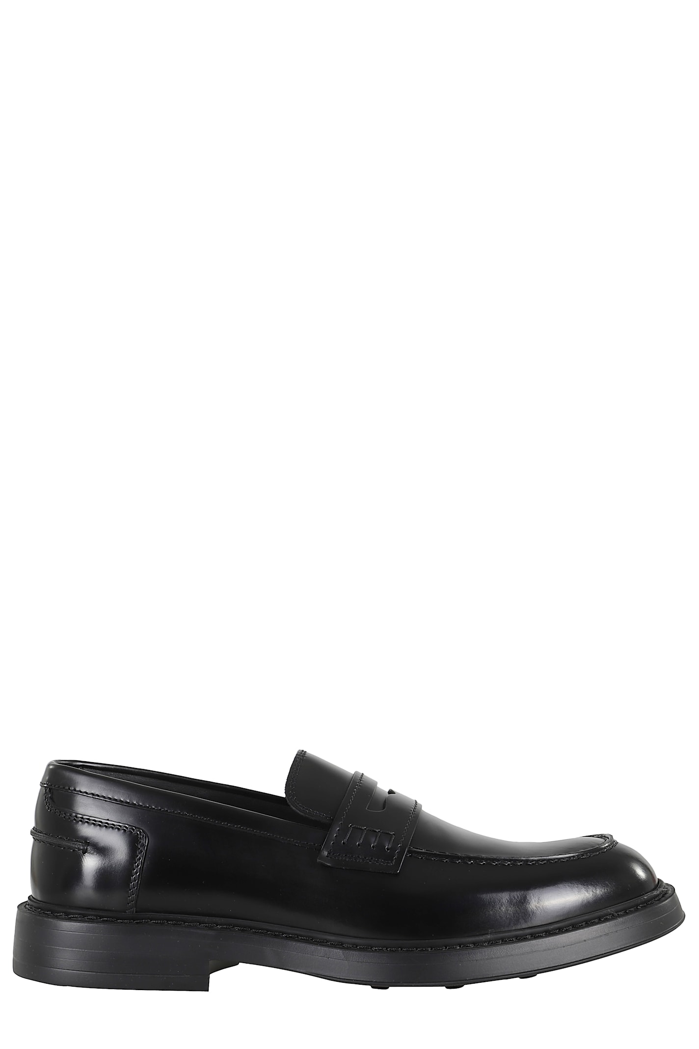 Doucal's Adler Black Slip-on Loafers In Smooth Leather Man In Black