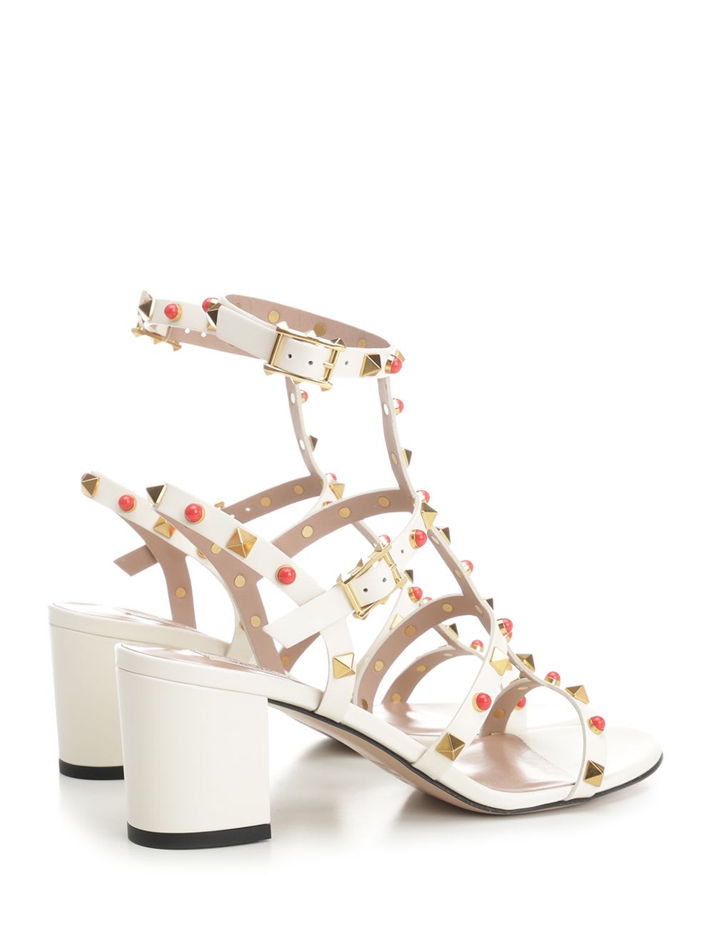 Shop Valentino Rockstud Sandal In Beige
