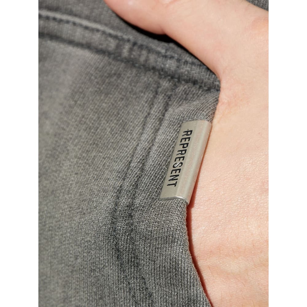 Represent Grey Sweatshirt With Logo Print On Front And Back And Faded Effect In Cotton Man In Gray