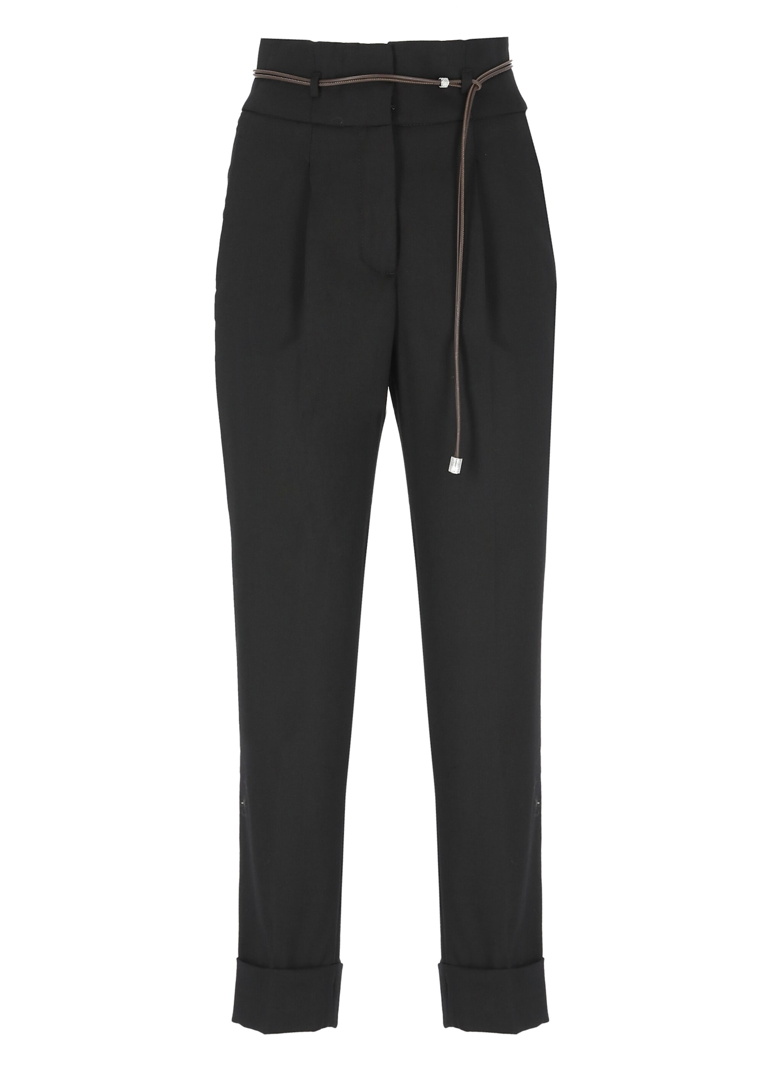 Shop Peserico Wool Pants In Black