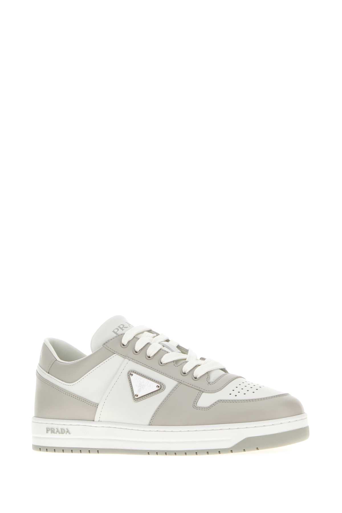 Prada Leather Sneakers Downtown Two-tone Silhouette In White