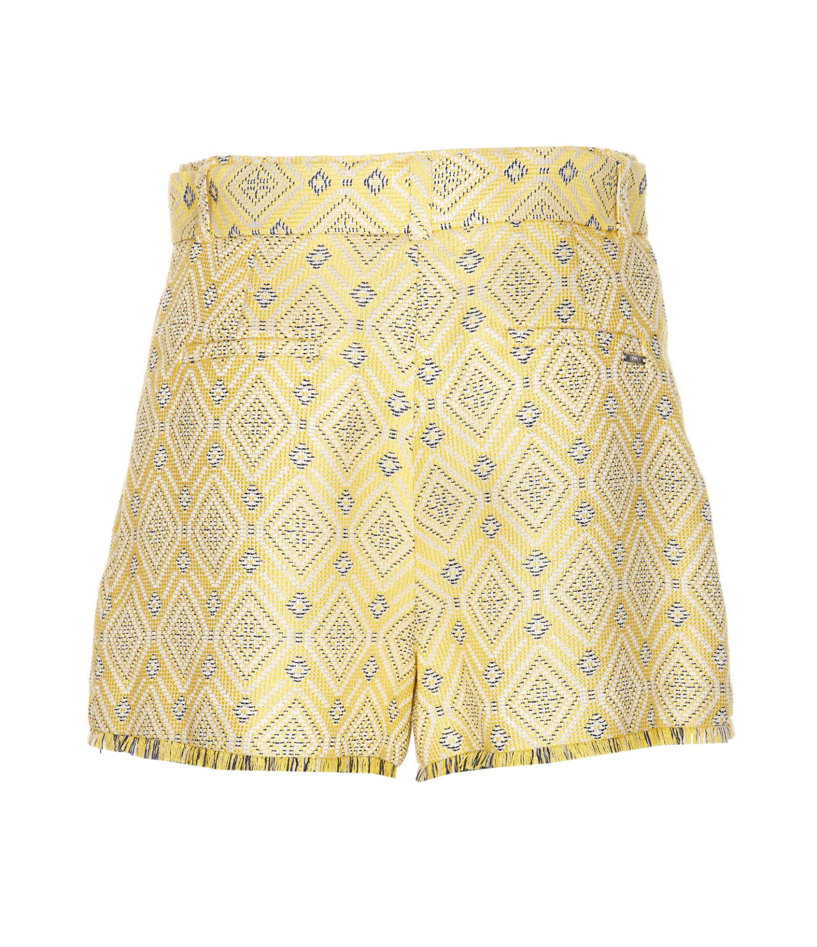 Shop Liu •jo Jacquard Shorts In Yellow