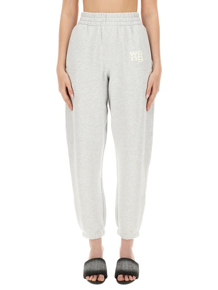 Shop Alexander Wang T Jogging Pants With Logo In Grey