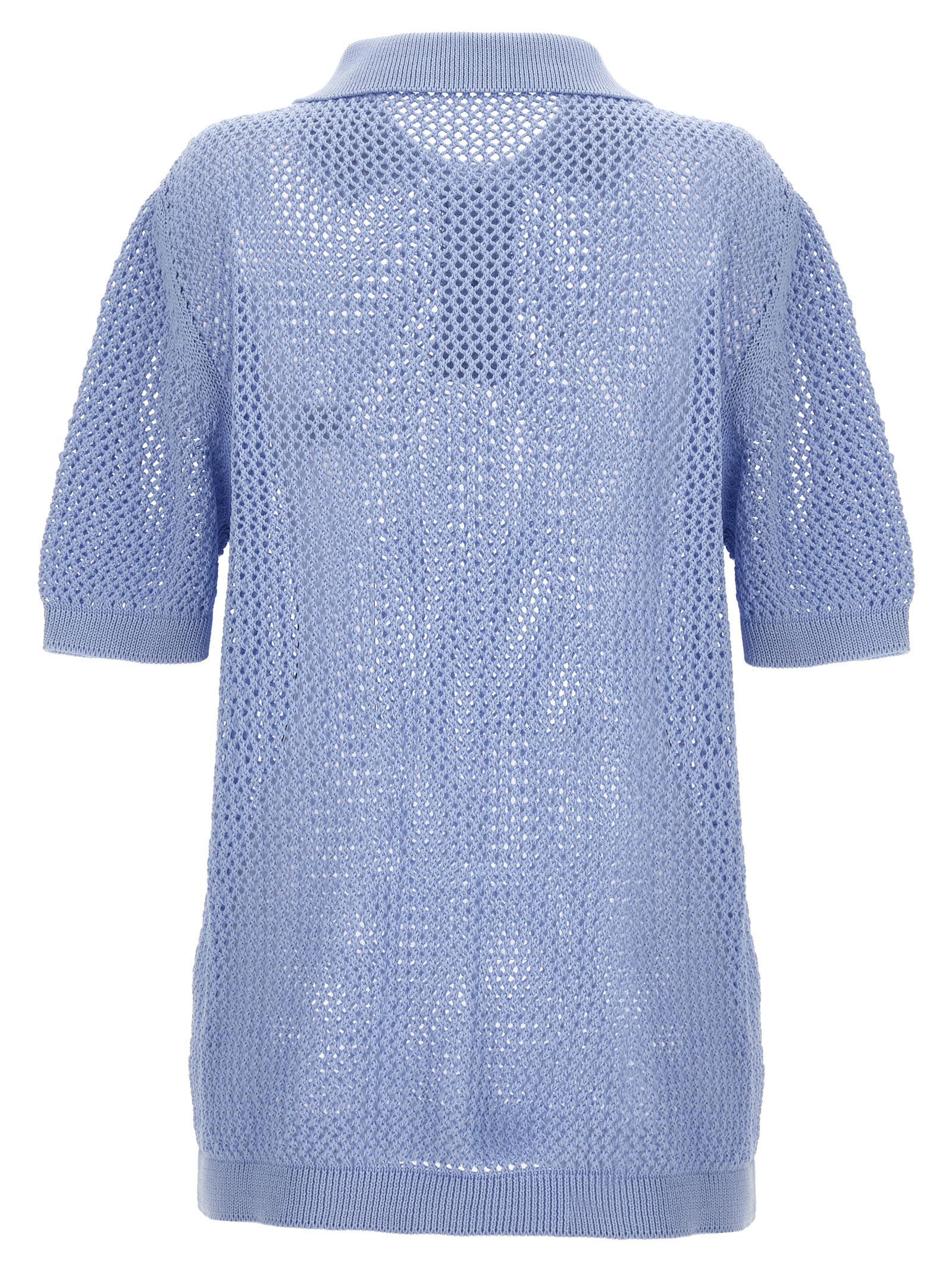 Shop Lc23 Crochet Polo Shirt In Light Blue
