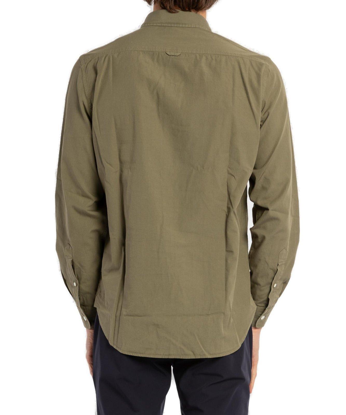 Woolrich Buttoned Long-sleeved Shirt In Green