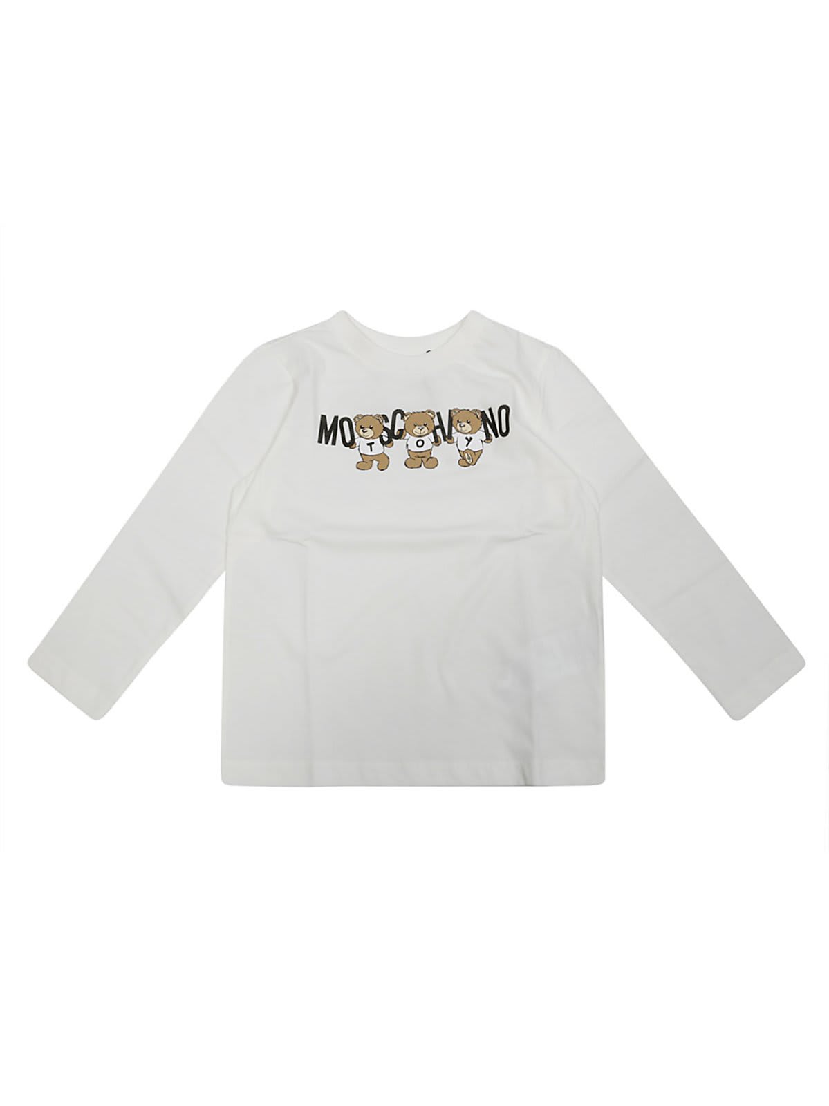 Moschino Logo Printed Crewneck T-shirt In Bianco