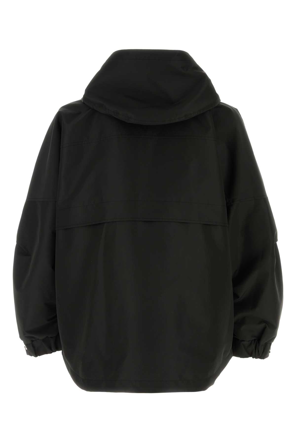Wooyoungmi Hooded Polyester Jacket With Drawstring And Pockets In Black