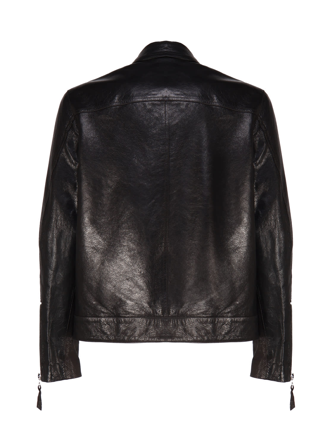 Shop Mauro Grifoni Down Jacket Biker In Leather In Black