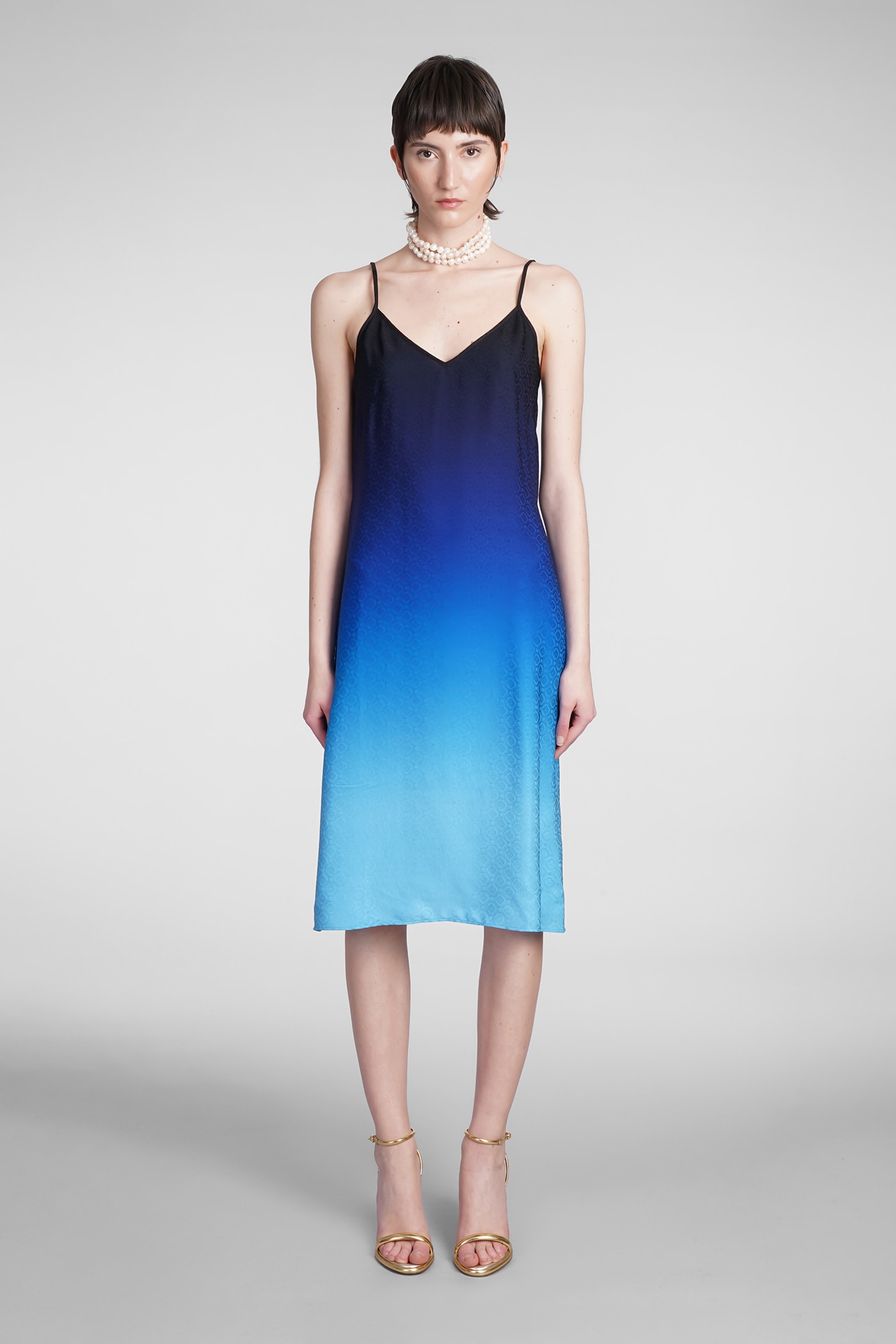 CASABLANCA Ombre Monogram Silk Jacquard Midi Slip Dress - Bergdorf Goodman