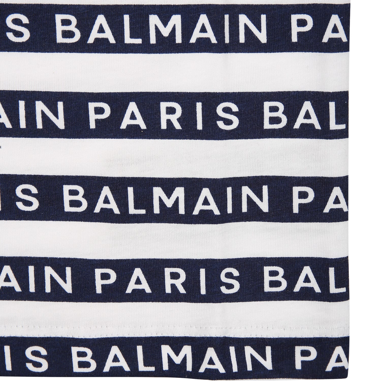 Shop Balmain White T-shirt For Baby Boy With Blue Stripes And Logo