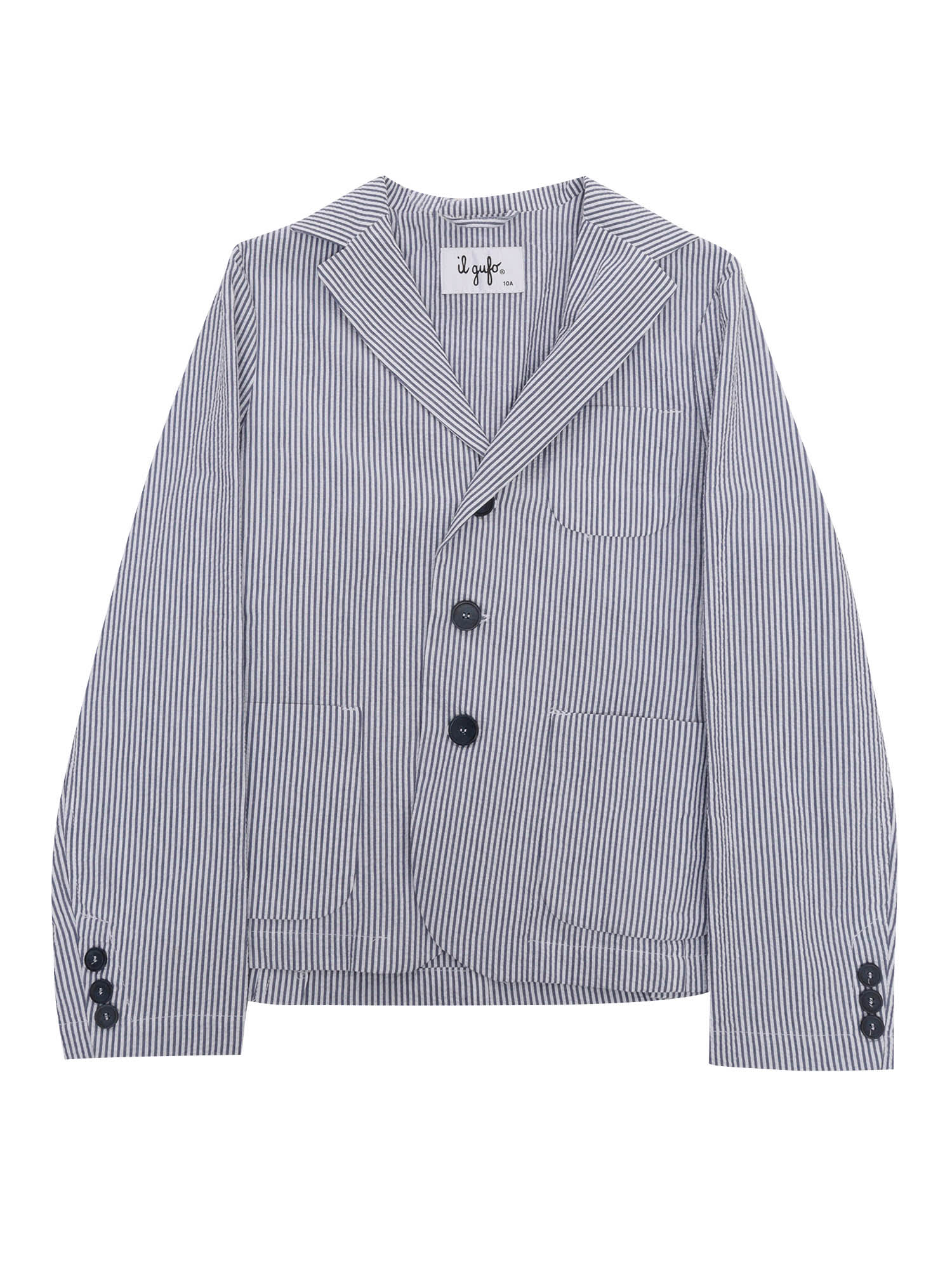 Shop Il Gufo Striped Patterned Single-breasted Blazer In Blue