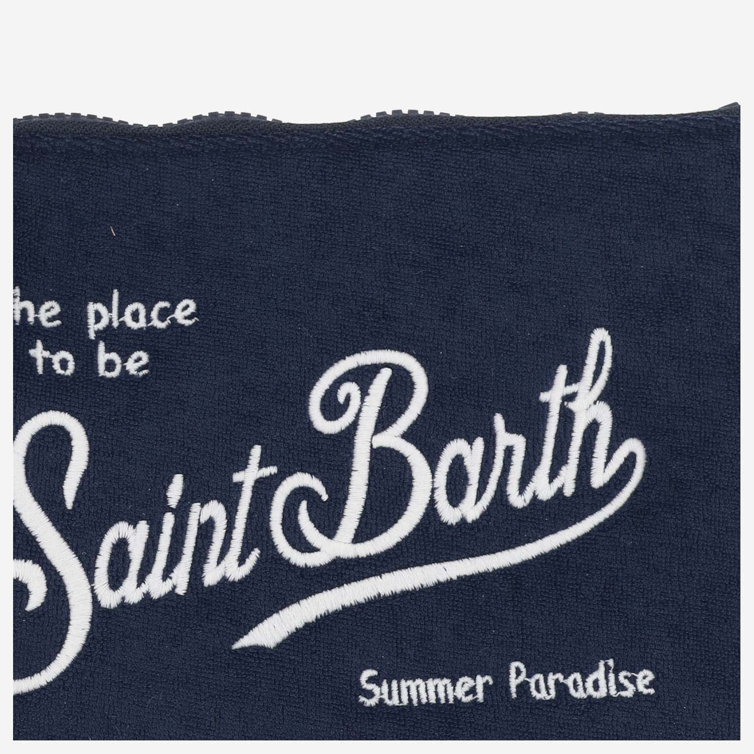 Shop Mc2 Saint Barth Fabric Clutch Bag With Logo In Blue