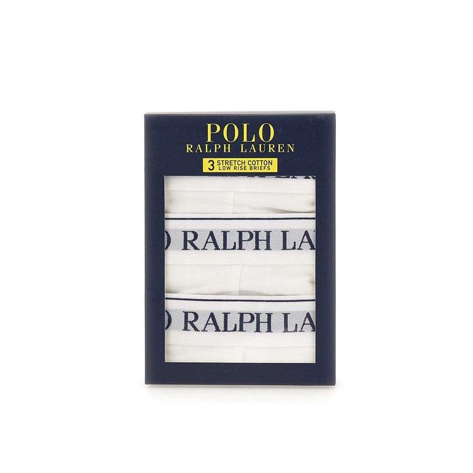Shop Polo Ralph Lauren Logo Band Three-pack Briefs  In White